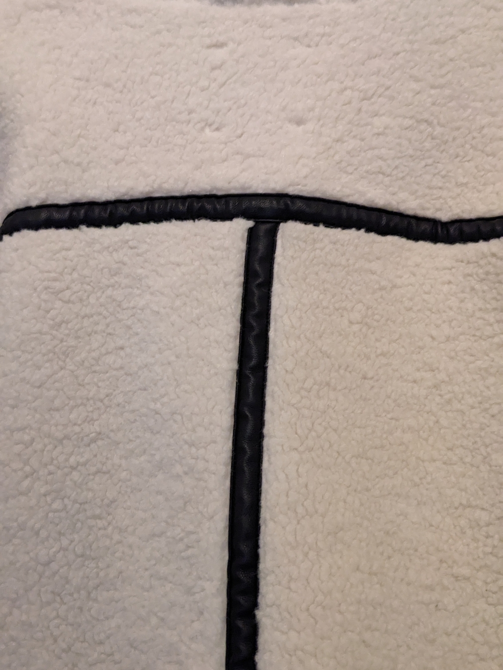 New Without Tags! Abercrombie Cream Sherpa Jacket Black Trim Aviator Oversized - Picture 8 of 12